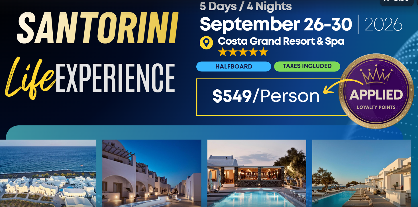 Santorini life experience example for September 2026